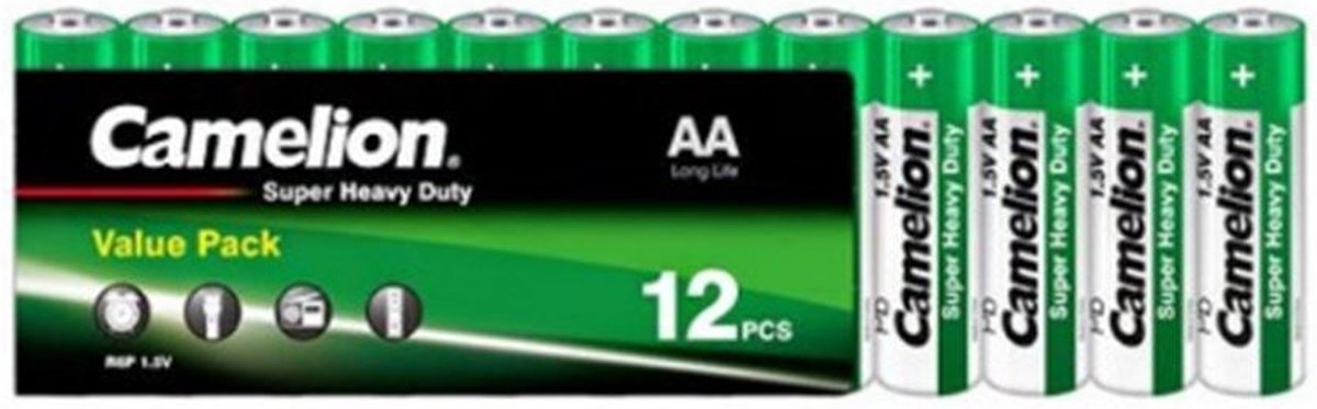 Camelion AA batterijen zink-carbon, 12 stuks (werkplaatsverpakking)