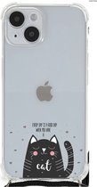 Telefoonhoesje Geschikt voor iPhone 14 Plus Silicone Case met transparante rand Cat Good Day