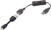 Renkforce USB-kabel USB 2.0 USB-A stekker, Apple Lightning stekker 0.30 m Zwart Incl. aan/uitschakelaar, Vergulde steek
