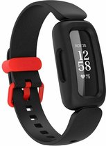 Siliconen Smartwatch bandje - Geschikt voor Fitbit Ace 3 siliconen bandje - voor kids - zwart/rood - Strap-it Horlogeband / Polsband / Armband
