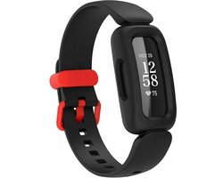 Siliconen Smartwatch bandje - Geschikt voor Fitbit Ace 3 siliconen bandje - voor kids - zwart/rood - Strap-it Horlogeband / Polsband / Armband