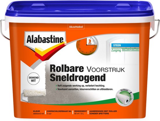 Alabastine Rolbare Voorstrijk Sneldrogend - Transparant - 5 liter - Alabastine