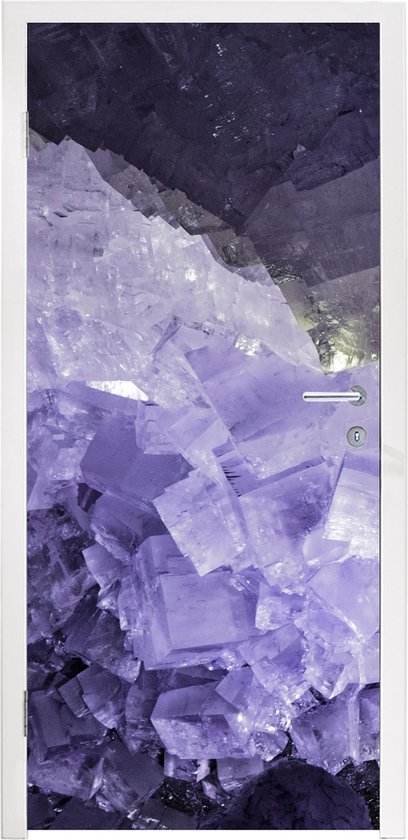 Deursticker Natuursteen - Paars - Kristallen - 85x215 cm - Deurposter