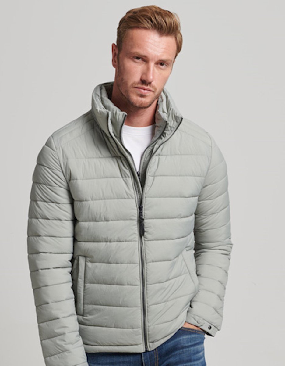 Superdry Lichtgewicht korte pufferjas Heren Gewatteerde jassen Grijs