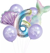 Ballonnen Pakket- 6 jaar- Zeemeermin- Mermaid- Themafeest- Kinderfeestje- Verjaardag- 7-delig