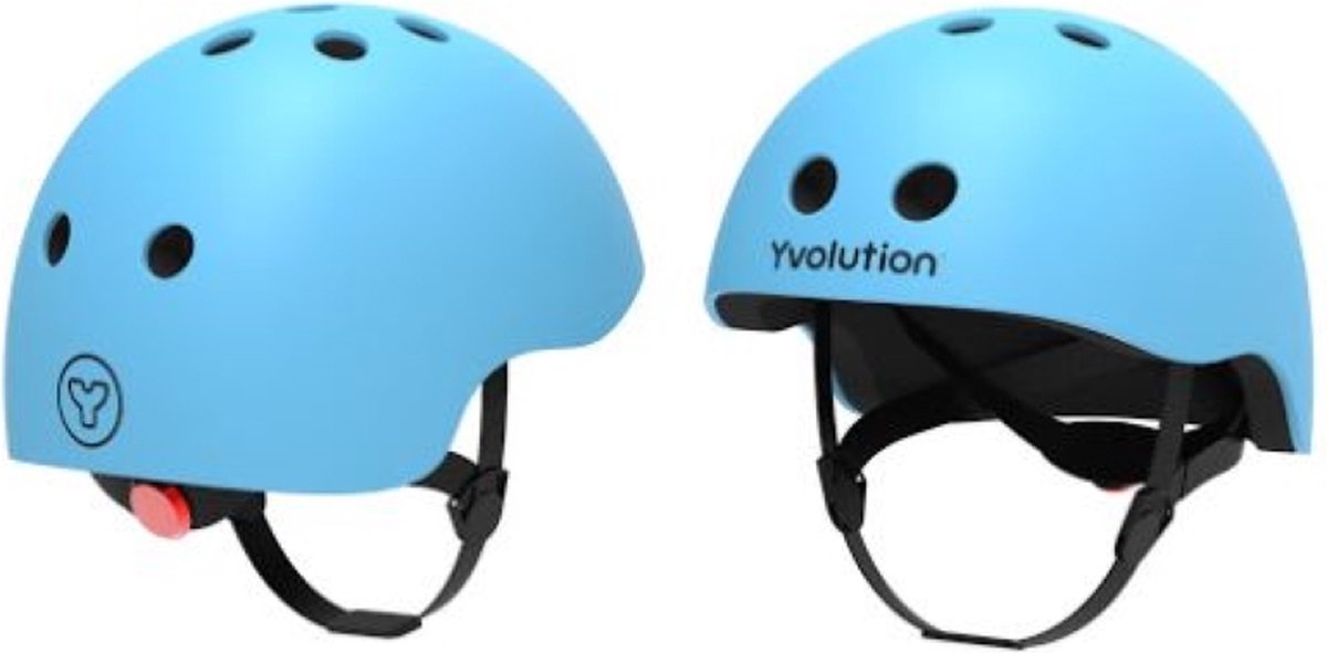 Yvolution - Kinderhelm Blauw - Lichtgewicht Helm Voor Optimale Bescherming - Met Verstelbare Riempjes En Draaisysteem Om De Omtrek Aan Te Passen Van 44 Tot 52 Cm - Geschikt Vanaf 3 Jaar