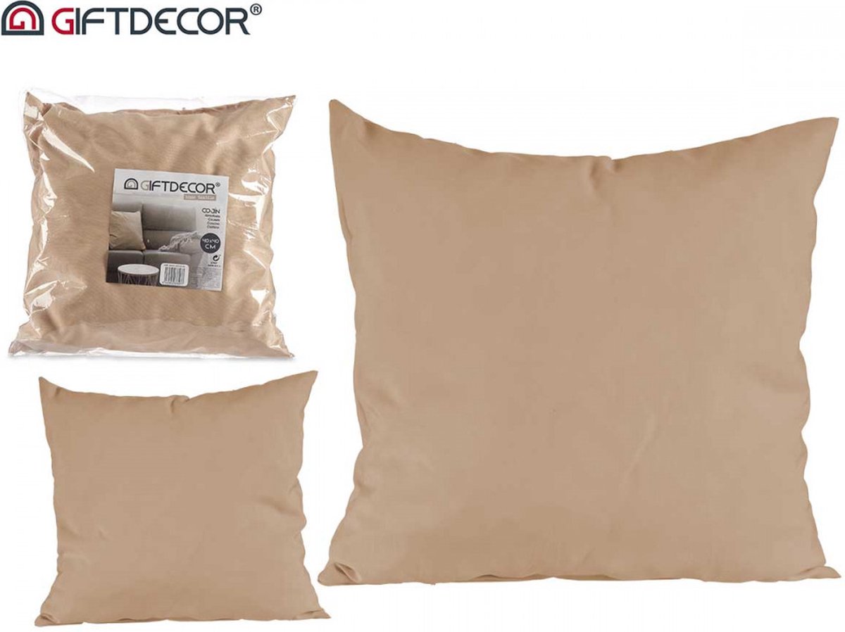 Giftdecor - voordeel set van 2 sierkussens incl vulling - 40*40cm - beige