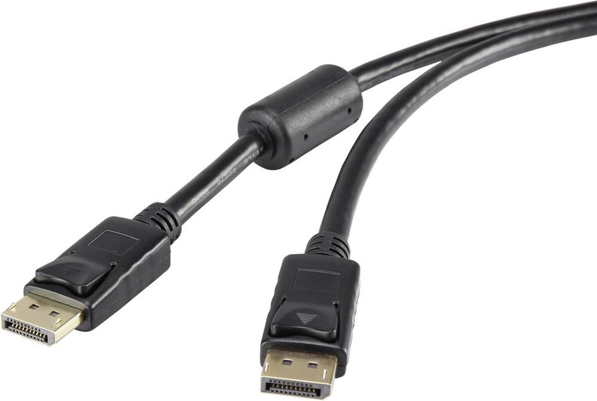 Renkforce DisplayPort Aansluitkabel DisplayPort stekker, DisplayPort stekker 10.00 m Zwart UHD 4K @ 60 Hz Vergulde stee