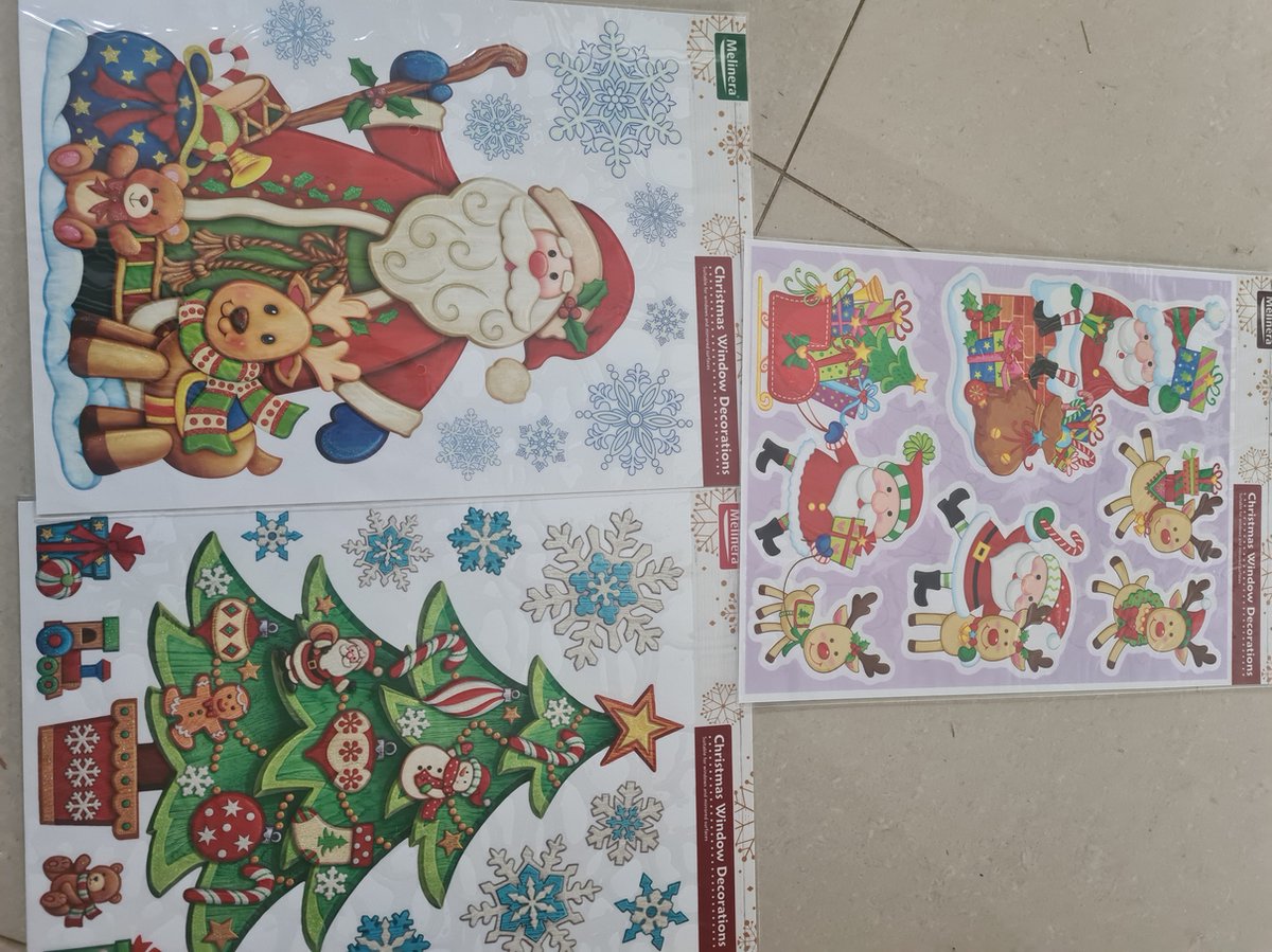 Melinera Raamdecoratie stickers Kerst 3 stuks 3 verschillende | bol
