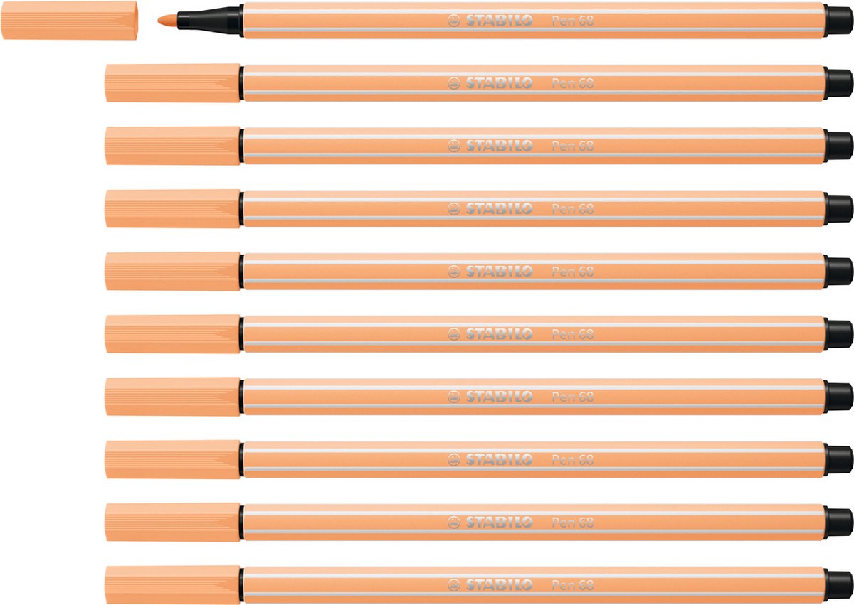 STABILO Pen 68 - Premium Viltstift - Pastel Oranje - Doos 10 stuks