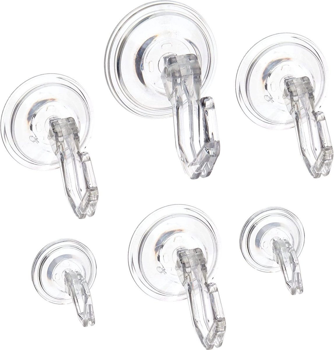 iDesign Power Lock Badkamer Handdoekhaken, Plastic Badkamer Haken, Helder, Set van 6 Haken met Zuignappen