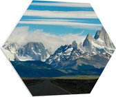 WallClassics - PVC Schuimplaat Hexagon  - Berglandschap in de Verte - 70x60.9 cm Foto op Hexagon (Met Ophangsysteem)