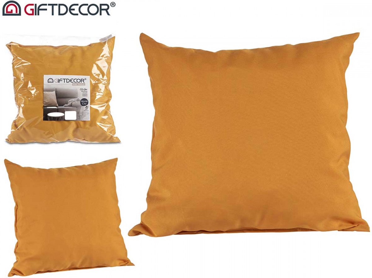 Giftdecor - Voordeel set van 2 sierkussens (inclusief vulling) - 40*40cm - Mosterd