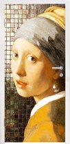 Deursticker Meisje met de parel - Vermeer - Tegels - 85x215 cm - Deurposter
