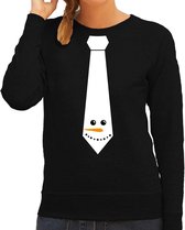 Bellatio Decorations stropdas Kerst trui/sweater sneeuwpop - shirt - dames - zwart XXL