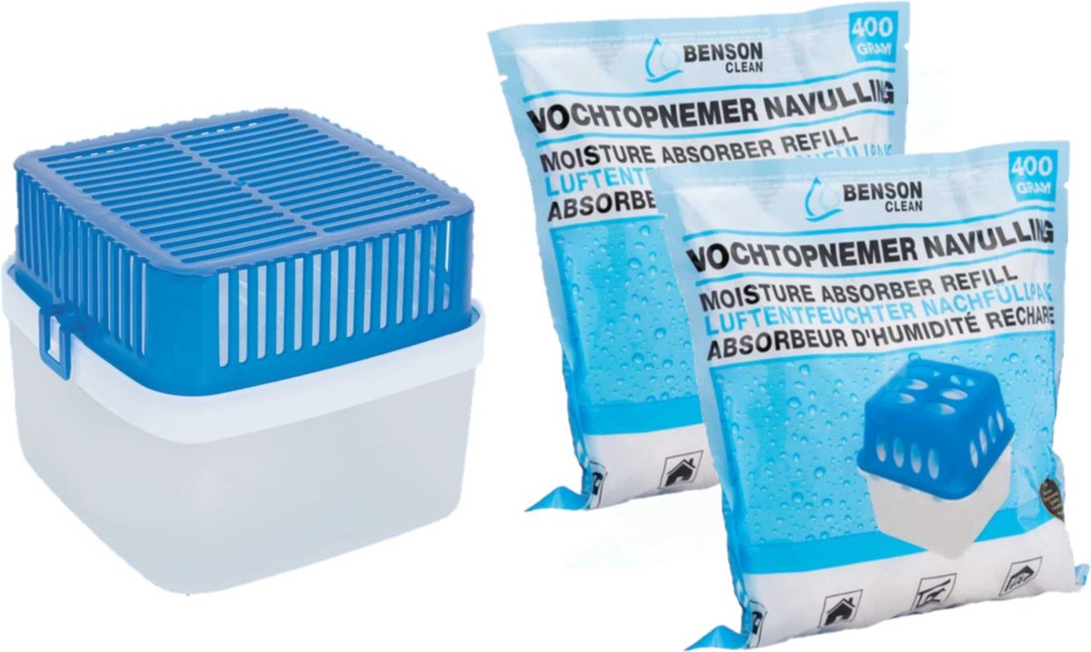 Bol.com Benson Vochtopnemer / vochtvanger - 1,8 liter - met navulling - 2x 400 gram aanbieding