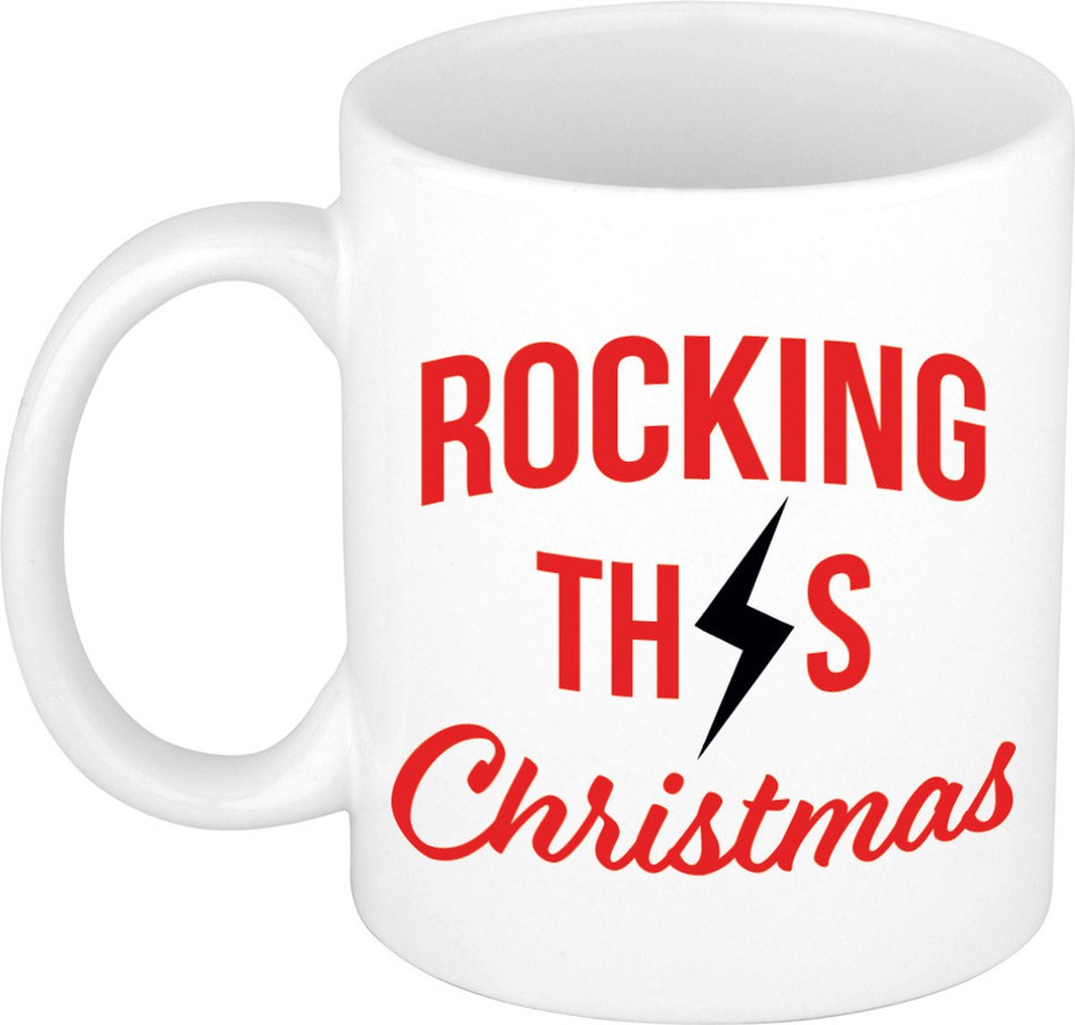 Bellatio Decorations Koffiemok - Rocking Christmas - 300 ml - keramiek - kerstcadeau - kerstmis
