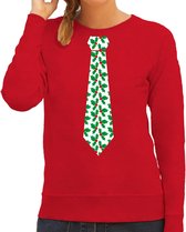 Bellatio Decorations stropdas Kersttrui/kerst sweater mistletoe - rood - dames XS
