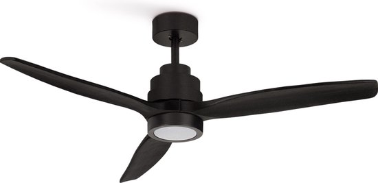 CREATE - Plafondventilator 40W silent Ø132 cm - Met Verlichting drie temperaturen - Met Afstandsbediening - 6 Snelheden - Timer - Zomer/Winter functie - Zwart - WIND STYLANCE