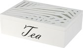 Excellent Houseware - boîte à thé / coffre à thé bois 6 compartiments - blanc 24x16cm
