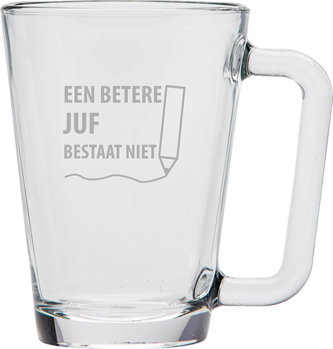 Gegraveerde theeglas 26cl een betere juf bestaat niet