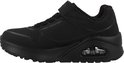 Zwarte Skechers sneaker met klittenbandsluiting en zichtbare luchtzool.
