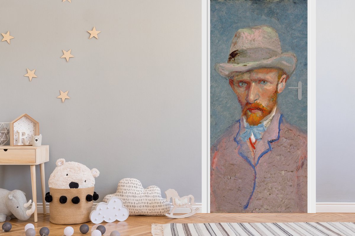 Deurposter 90x235 cm - Deursticker Zelfportret - Vincent van Gogh - Meubelfolie zelfkleven