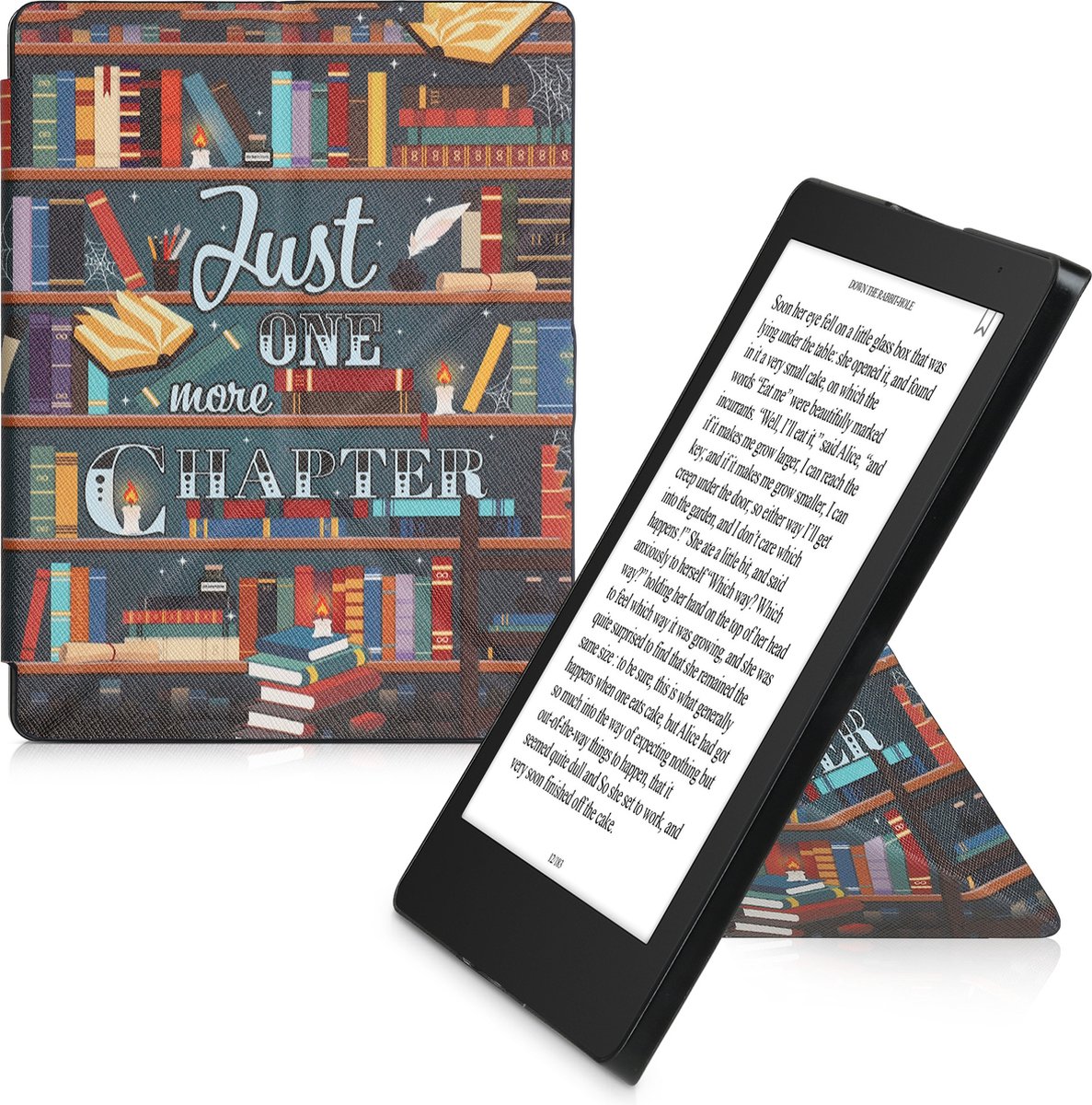 Kwmobile Custodia EReader Compatibile Con Kobo Aura Edition 2 Cover - EBook Reader Flip Case - Nero/beige - Ragazza E Libri - 8