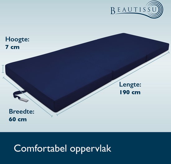 Beautissu Comfort – Logeermatras Opvouwbaar Matras 195x60cm Blauw – Gemiddeld - Beautissu