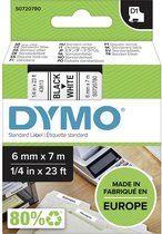 DYMO originele D1 labels | Zwarte Tekst op Wit Label | 6 mm x 7 m | zelfklevende etiketten voor de LabelManager labelprinter | gemaakt in Europa