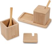 Cube en Bamboo - Set de pots à épices en Bamboe avec cuillères et support - Ensemble sel et poivre - Rangement des épices