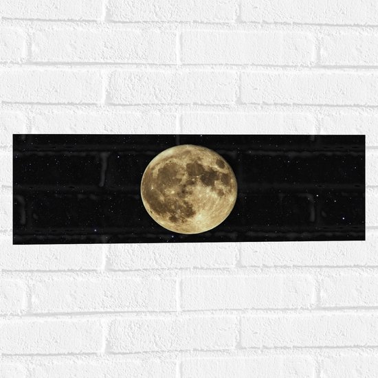 WallClassics - Muursticker - Gele Volle Maan - 60x20 cm Foto op Muursticker