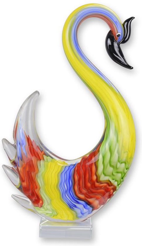 Glazen beeldje - Sierlijke zwaan - Murano Stijl - 35,5 cm hoog