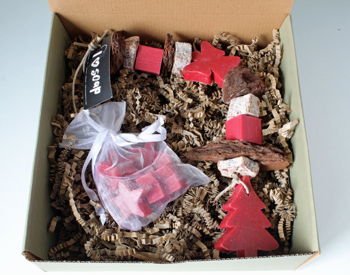 Minibox Red Cinnamon - cadeau kerst - zeep - zeepslinger