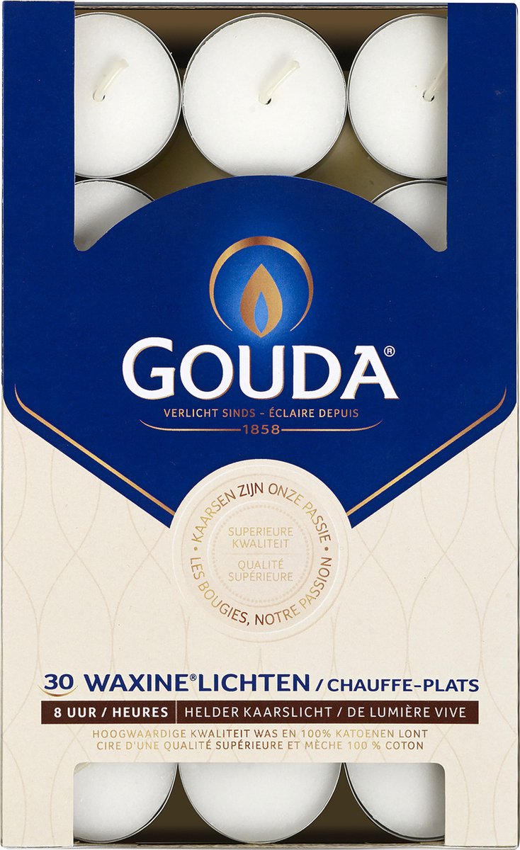 Gouda Waxinelichtjes Wit 30 stuks