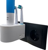 Plugware Oral-B Elektrische Tandenborstelhouder- Opzetborstelhouder - Wit - Kabelloos opladen - Badkamer accessoires - zonder boren