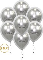 Oud En Nieuw Versiering 2024 Zilveren Happy New Year Ballonnen Nieuw Jaar Feest Artikelen Decoratie Helium Zilver – 10 Stuks