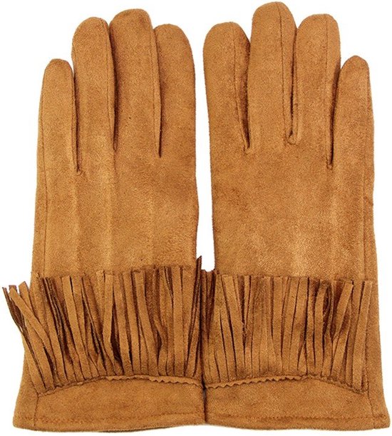 Cognac Handschoenen Fringe - Cognac - Herfst/Winter - Franjes - Suède look