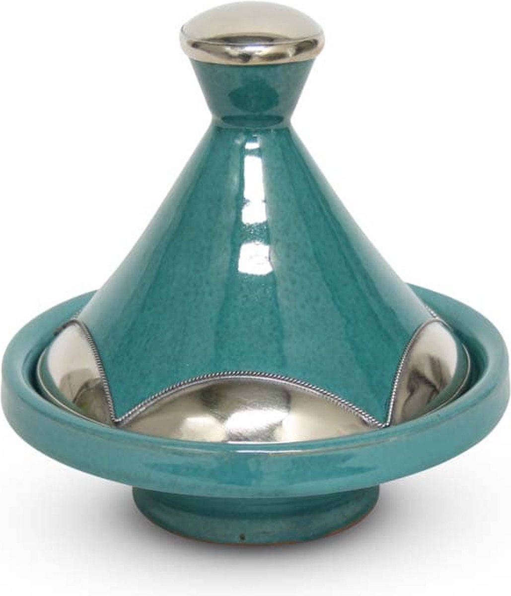 Marokkaanse Tajine mini Turquoise Metaal Ø 13 x 14cm