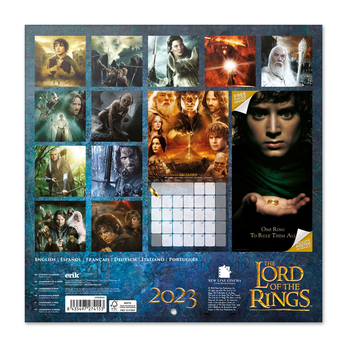The Lord of the Rings kalender 2023 - Film - Tolkien - formaat 30 x 30 