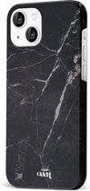 xoxo Wildhearts Marble Black Mood - Single Layer - Hardcase hoesje geschikt voor iPhone 13 hoesje zwart - Zwarte shockproof case geschikt voor Apple iPhone 13 hoesje marmer - Zwart