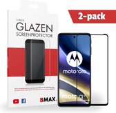 2-pack BMAX geschikt voor Motorola Moto G51 5G Screenprotector - Full Cover - Gehard glas - Tempered glas - Motorola screenprotectors 2 stuks - Telefoonglaasje - Beschermglas - Glasplaatje - Screensaver - Screen protector - Case friendly - Zwart