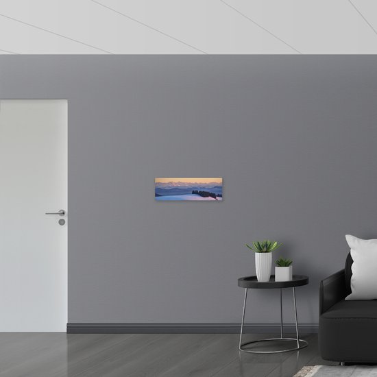 WallClassics - Drapeau - Collines et Montagnes avec Neige - Photo 60x20 cm sur Drapeau Polyester