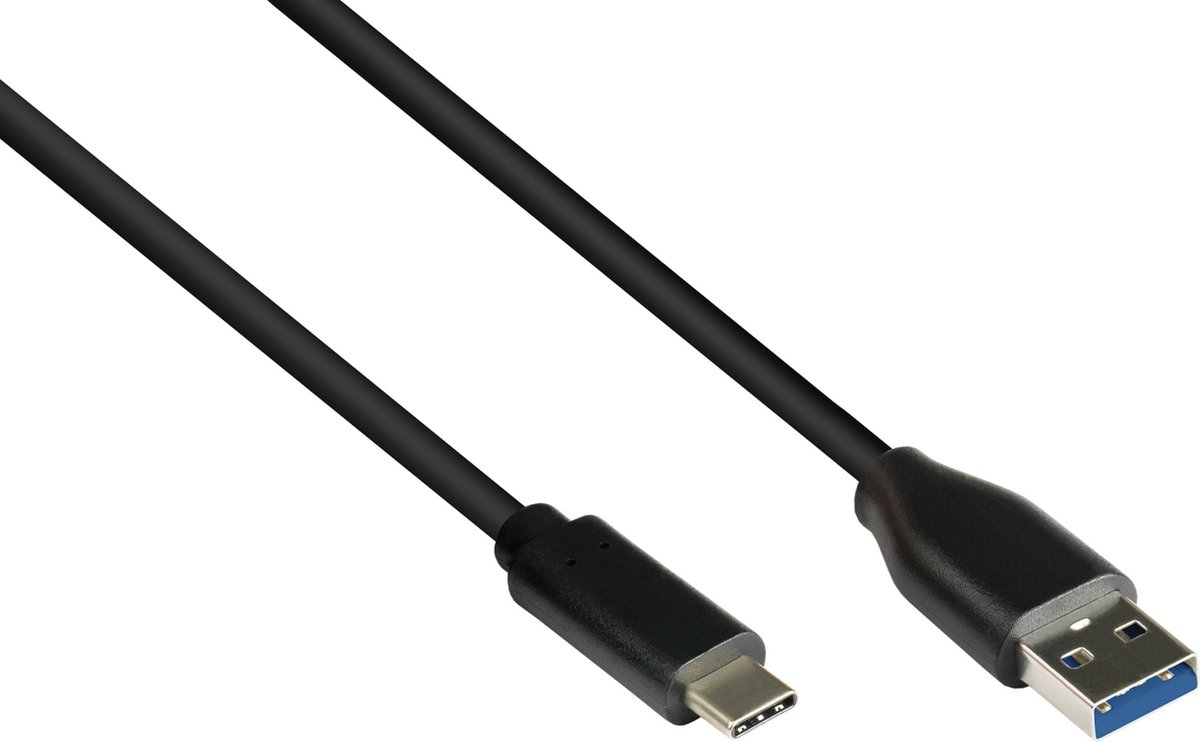 USB-C naar USB-A kabel - USB3.0 - tot 0,9A / zwart - 1,8 meter