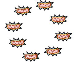 WAW cartoon wow strijkapplicatie strijk embleem - patch - patches - stof & strijk applicatie