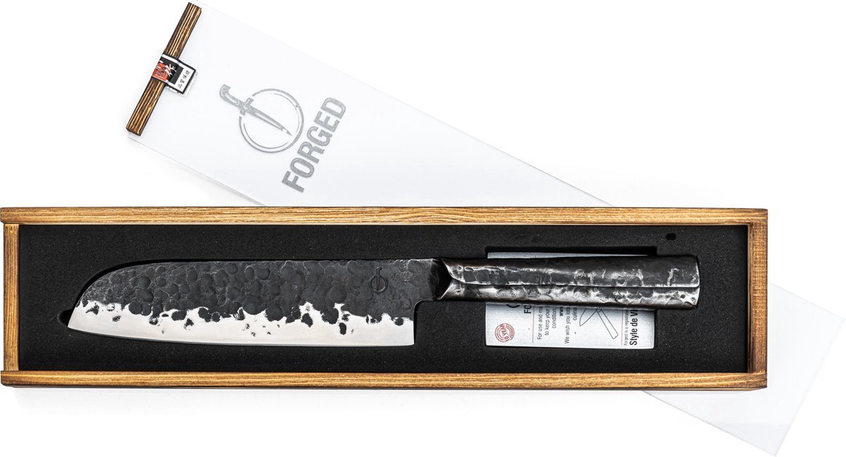 Forged Brute Santokumes 18cm - RVS - In Houten Giftbox