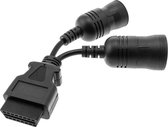 BeMatik - OBD2 diagnostische kabel dubbel vrouwelijk 9 en 6 pins compatibel met vrachtwagens 25cm