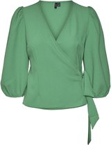 Vero Moda T-shirt Vmpepper Aya 3/4 Wrap Top Wvn 10282131 Bright Green Dames Maat - XS