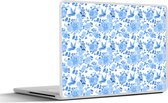 Laptop sticker - 12.3 inch - Bloemen - Patroon - Blauw - 30x22cm - Laptopstickers - Laptop skin - Cover