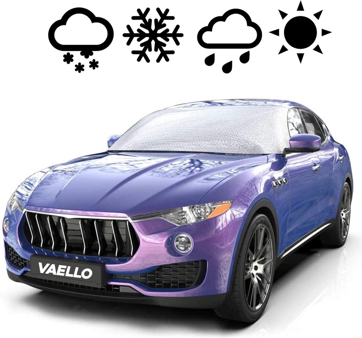 Vaello Premium Anti-vries deken auto - 70 x 200 - Houd uw auto ijsvrij of koel - Anti-Vries Autoruit Deken Hoes Scherm Cover Afdekzeil Folie - Afdekzeil - zonwering - vries - Anti vorst voorruit hoes - Warmte - zon - vorst en sneeuw werend - Vaello